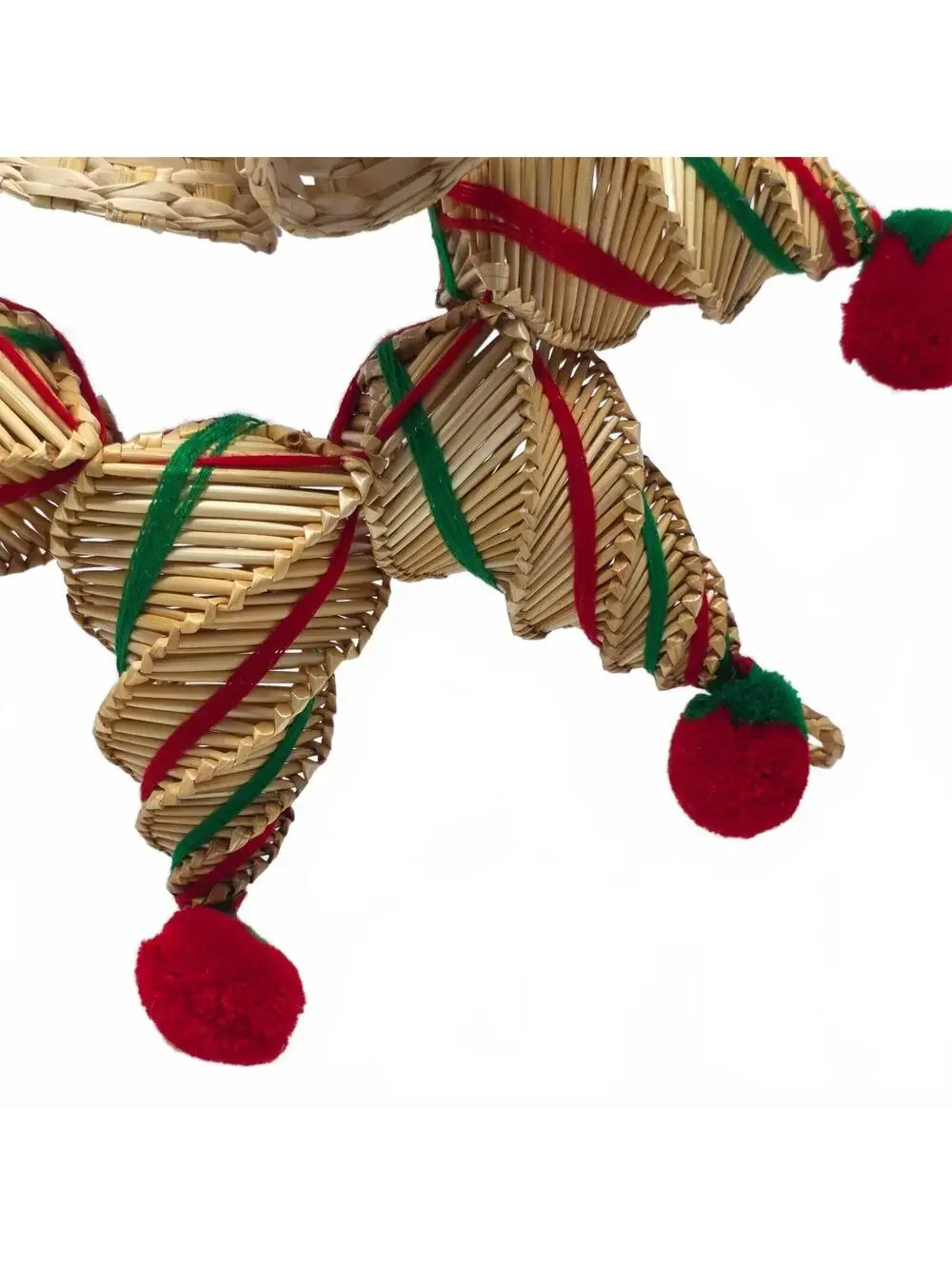 Vintage Scandinavian Style Straw Christmas Star Wreath Bells 13 Inch